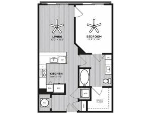 Bootlegger Floor Plan | 1 Bedroom with 1 Bath | 670 Square Feet | Alton Optimist Park | Apartment Homes