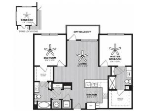 Cupola Floor Plan | 2 Bedroom with 2 Bath | 1151 Square Feet | Alton Optimist Park | Apartment Homes