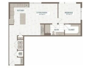 A6-Broadway Floor Plan | 1 Bedroom with 1 Bath | 958 Square Feet | The Hudson | Apartment Homes