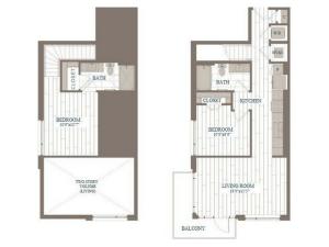 B20a-Tribeca Floor Plan | 2 Bedroom with 2 Bath | 999 Square Feet | The Hudson | Apartment Homes