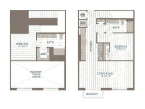 B30b-Greenwich Floor Plan | 2 Bedroom with 2 Bath | 1224 Square Feet | The Hudson | Apartment Homes