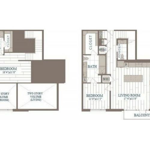 B50b-Brooklyn Floor Plan | 2 Bedroom with 2.5 Bath | 1404 Square Feet | The Hudson | Apartment Homes