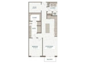 A40-Central Park w/ Study Floor Plan | 1 Bedroom with 1 Bath | 971 Square Feet | The Hudson | Apartment Homes