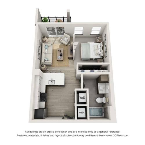 Bellaire - S1 Floor Plan | Studio with 1 Bath | 523 Square Feet | Harbour at Westshore | Apartment Homes