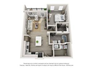 Lido II - A3 Floor Plan | 1 with 1 Bath | 785 Square Feet | Harbour at Westshore | Apartment Homes