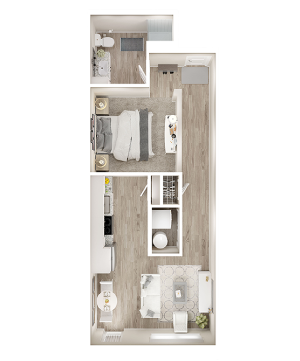 SA Floor Plan | Studio with 1 Bath | 591 Square Feet | The Walcott Jefferson Park | Apartment Homes