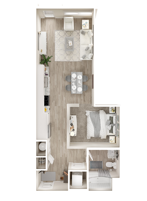SB Floor Plan | Studio with 1 Bath | 624 Square Feet | The Walcott Jefferson Park | Apartment Homes