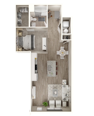 SC Floor Plan | Studio with 1 Bath | 844 Square Feet | The Walcott Jefferson Park | Apartment Homes