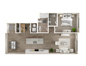 1B Floor Plan | 1 Bedroom with 1 Bath | 979 Square Feet | The Alton Jefferson Park | Apartment Homes