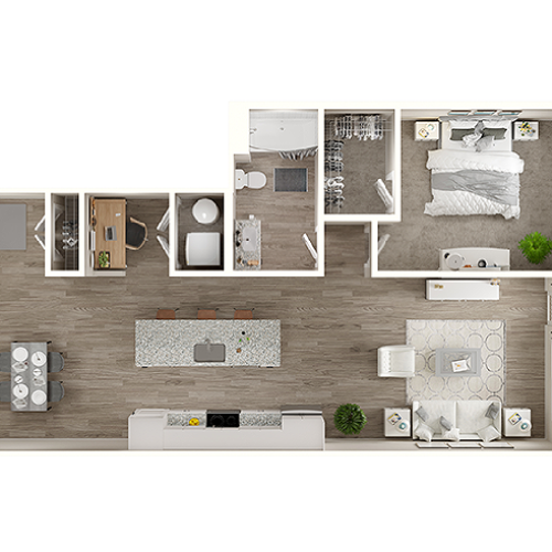1B Floor Plan | 1 Bedroom with 1 Bath | 979 Square Feet | The Walcott Jefferson Park | Apartment Homes