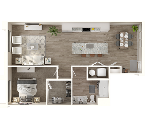 1D Floor Plan | 1 Bedroom with 1 Bath | 897 Square Feet | The Alton Jefferson Park | Apartment Homes