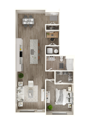 SF Floor Plan | Studio with 1 Bath | 895 Square Feet | The Walcott Jefferson Park | Apartment Homes