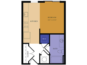 S1 Floor Plan | Studio with 1 Bath | 450 Square Feet | Alton East | Apartment Homes
