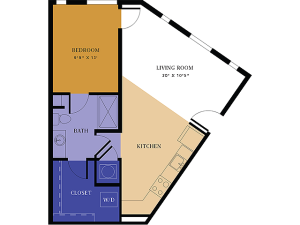 A2 Floor Plan | 1 Bedroom 1 Bath | 735 Square Feet | Alton East | Apartment Homes