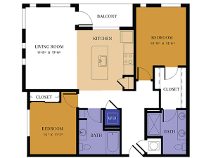 B2 Floor Plan | 2 Bedroom 2 Bath | 1,122 Square Feet | Alton East | Apartment Homes