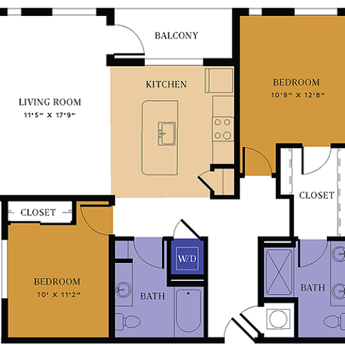 B2 Floor Plan | 2 Bedroom 2 Bath | 1,122 Square Feet | Alton East | Apartment Homes