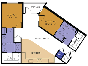 B3 Floor Plan | 2 Bedroom 2 Bath | 1,171 Square Feet | Alta East | Apartment Homes