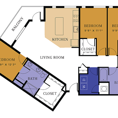 C1 Floor Plan | 3 Bedroom 2 Bath | 1560 Square Feet | Alton East | Apartment Homes