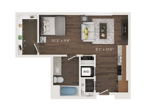 S2 Floor Plan | 0 with 1 Bath | 467 Square Feet | Park Avenue  | Apartment Homes