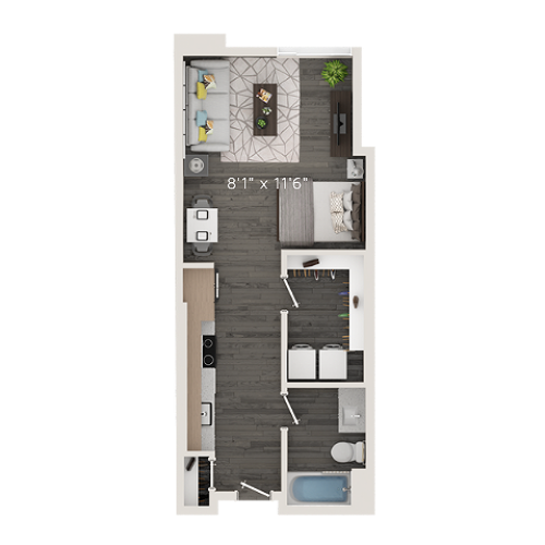 S3 Floor Plan | 0 with 1 Bath | 482 Square Feet | Park Avenue  | Apartment Homes