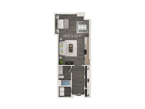S5 Floor Plan | 0 with 1 Bath | 549 Square Feet | Park Avenue  | Apartment Homes