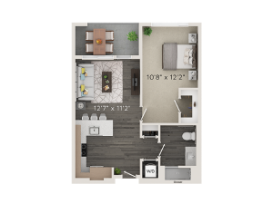 A2 Floor Plan | 1 Bedroom with 1 Bath | 570 Square Feet | Park Avenue  | Apartment Homes