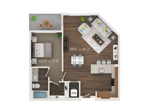 A8 Floor Plan | 1 Bedroom with 1 Bath | 683 Square Feet | Park Avenue  | Apartment Homes