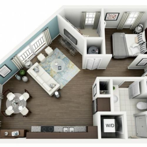 Allure Floor Plan | Studio with 1 Bath | 673 Square Feet | The Marq Highland Park | Apartment Homes