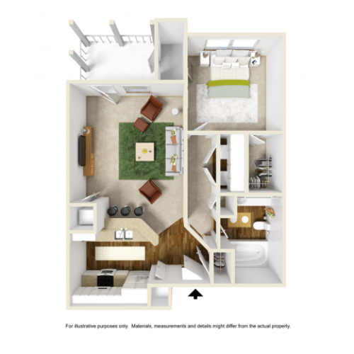 Iris Floor Plan | 1 Bedroom with 1 Bath | 676 Square Feet | Summer Park | Apartment Homes