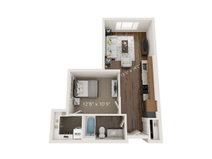 A1 Floor Plan | 1 Bedroom with 1 Bath | 567 Square Feet | Park Avenue  | Apartment Homes