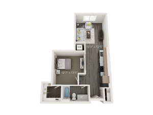 A7 Floor Plan | 1 Bedroom with 1 Bath | 639 Square Feet | Park Avenue  | Apartment Homes