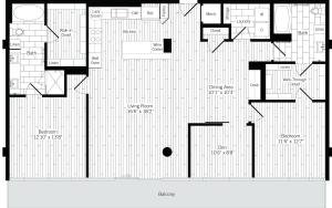 1630 square foot two bedroom two bath with den apartment floorplan image