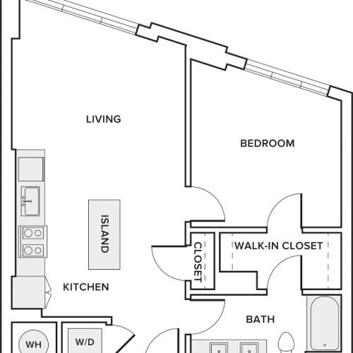 732 square foot one bedroom one bath apartment floorplan image