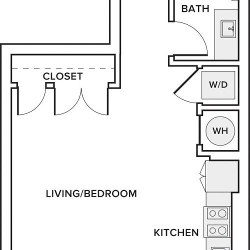 546 square foot studio one bath floor plan image