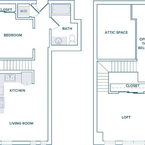 1 bedroom loft apartment home 785-796 square feet