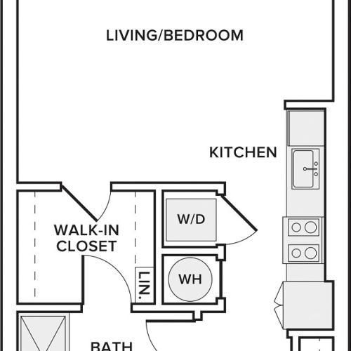 585 square foot studio one bath floor plan image