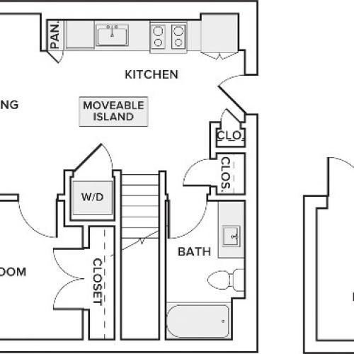 756 square foot one bedroom one bath floor plan image