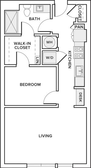 701 square foot one bedroom one bath floor plan image