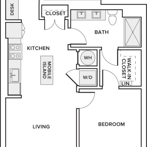 716 square foot one bedroom one bath floor plan image