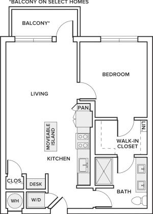 750 square foot one bedroom one bath floor plan image