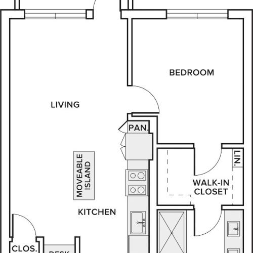 750 square foot one bedroom one bath floor plan image