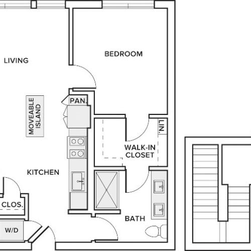 887 square foot one bedroom one bath floor plan image