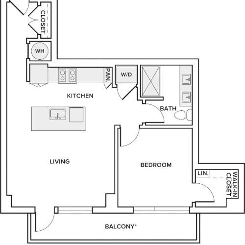 772 square foot one bedroom one bath floor plan image