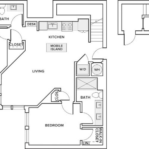 1,242 square foot two bedroom two bath floor plan image