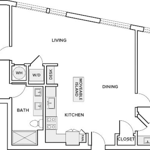 1,240 square foot two bedroom two bath floor plan image