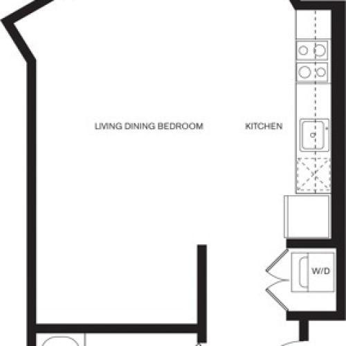 481 sq. ft. studio one bathroom apartment floorplan image