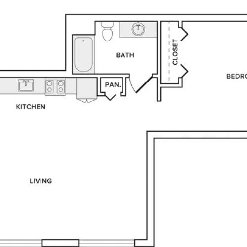 652 square foot renovated one bedroom one bath apartment floorplan image