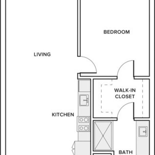 805 square foot one bedroom one bath apartment floorplan image