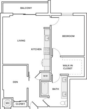 923 quare foot one bedroom one bath with den apartment floorplan image