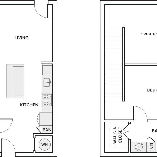 870 sq ft one bedroom one bathroom loft